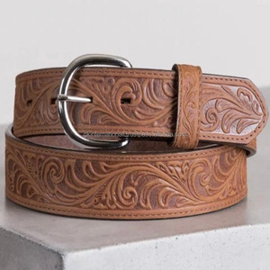 Cinturón de Cuero Liso Hecho a Mano con Herramientas Tradicionales del Oeste para Hombre, Hebilla de Metal Clásica y Botón de Presión para Ajustar la Hebilla - Product Image 1