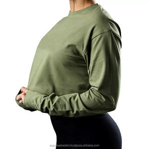 เสื้อยืดครอปแขนยาวสำหรับผู้หญิงผ้าคอตตอนแขนยาวผ้า100% ปรับแต่งได้เสื้อยืดแห้งเร็วเป็นมิตรกับสิ่งแวดล้อม - Product Image 3