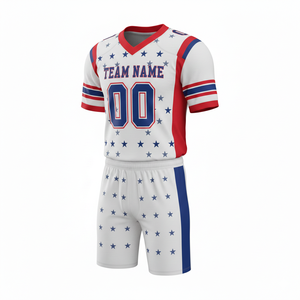 Ensemble de maillot et short de football américain personnalisé sublimé avec position du logo sur le devant, 100% polyester, antibactérien, séchage rapide - Product Image 3