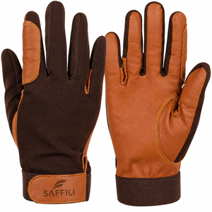 Gants d'équitation pour hommes en cuir Saffili, à doigts entiers, avec sangle de poignet réglable, antidérapants, pour l'extérieur, avec boucle, pour l'hiver - Product Image 1