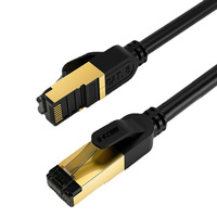 Kabel Jaringan Cat8 40Gbps 2000Mhz RJ45 tembaga murni SFTP kabel ethernet cat8 berpelindung CAT7 RJ45 CAT6A kabel patch cord jaringan 1M