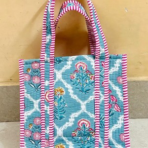 Bolso Tote de Algodón Vintage Hecho a Mano para Mujer, Bolso de Hombro Acolchado con Estampado Indio, Cierre de Cremallera, Diseño Floral, Primavera Invierno - Product Image 5