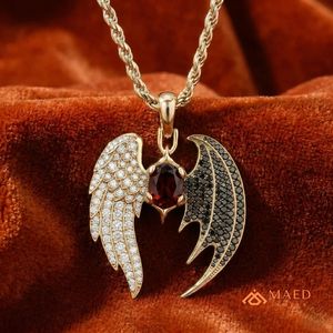 Iced Out <b>Angel</b> Devil Wing Moissanite Pendant Gold Plated Hip Hop Necklace Custom Bling <b>Charm</b> Unisex Gothic Streetwear Jewelry - Product Image 4