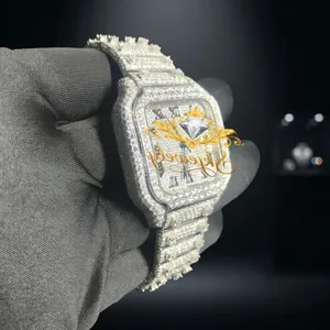 Reloj de Lujo para Hombre con Incrustaciones de Diamantes, Acero Inoxidable, Rectangular, Cuarzo, Esfera con Números Romanos, Cristal de Zafiro, 20mm, 3BAR Resistente al Agua - Product Image 5