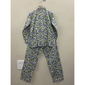 Women 100% Cotton floral Print Pajama <b>Set</b> Soft Breathable Knitted Sleepwear Elastic Waist Two Piece Loungewear - Product Image 2