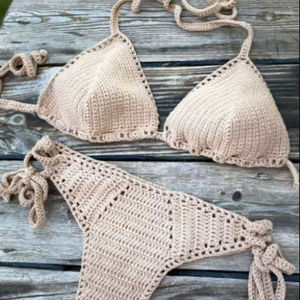 Ensemble de bikini au crochet fait main - Maillot de bain en coton blanc - Vêtements de plage - Product Image 1