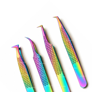 Pinzas para Pestañas de Acero Inoxidable Arcoíris, Punta Suave, Diseño Angulado de Precisión, Antimagnéticas, Duraderas, para Aplicación en Salones de Belleza - Product Image 2