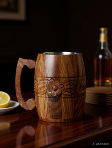 Taza de Café de Madera Maciza de Lujo Hecha a Mano, Ecológica, Apta para Lavavajillas, Unisex, Hecha a Mano con Madera Natural, Redonda, 300 mm de Diámetro - Product Image 6