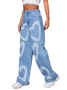 Pantalones vaqueros de mezclilla tejida para mujer, personalizados, de cintura media, lavados, de pierna ancha, holgados, ligeros, informales, para invierno - Product Image 6