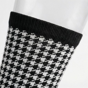 Crew Socks Houndstooth Pattern Black White Breathable Knitted Regular Style Adult Casual Wear - Product Image 4