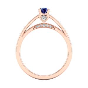 Anillo de Compromiso REYES de Lujo en Oro Sólido de 14K con Diamante Certificado IGI, Corte Redondo, 0.25 Quilates, Gema de Zafiro Azul, Joyería Fina - Product Image 4