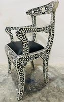 Fauteuil de salon portable durable en os incrustés - Meuble en bois de luxe de designer pour l'extérieur, fabriqué en Inde