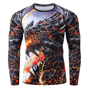 Camiseta de Compresión de Manga Larga para Hombre, con Estampado de Dragón Negro, de Secado Rápido, para Natación - Product Image 3