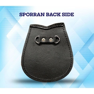 Pochette de kilt écossais Sporran en cuir véritable noir de qualité supérieure avec emblème celtique, double clochettes et sangle à chaîne – Accessoire traditionnel des Highlands - Product Image 6