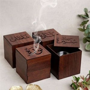 Handmade Wooden Arabic Incense Burner Mubkhar <b>Oud</b> Bukhoor Holder Minimalist Middle East Censer Home Aromatherapy Ornament Burner - Product Image 3