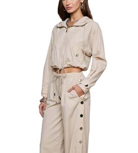 New Arrival Women Wholesale Pullover <b>Hoodie</b> And Pant Set Custom Nylon Windbreaker Jogging Suits Plus Size Custom Nylon Tracksuit - Product Image 4