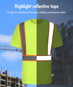 เสื้อยืดสะท้อนแสงความปลอดภัยสูง แขนสั้น สำหรับผู้ชาย มาตรฐาน ANSI Class 3 กันน้ำ  โลโก้สั่งทำได้-ชุดทำงานก่อสร้าง - Product Image 4