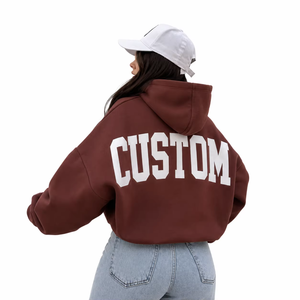 Ropa Urbana Personalizada al por Mayor con Estampado Gráfico OEM, Sudaderas de Alta Calidad con Textura Varsity, 100% Algodón para Mujer, Venta al por Mayor - Product Image 4