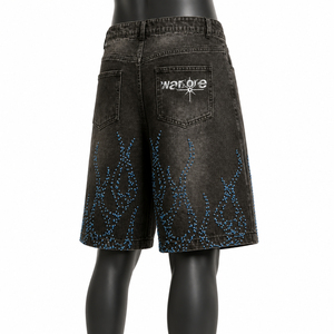Short en jean pour homme avec strass, respirant, confortable, décontracté, haute qualité, prix abordable, pour adultes, en toile unie, vente en gros OEM - Product Image 3