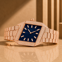 Montre de luxe fine ETA automatique entièrement sertie de diamants Moissanite, verre en acier inoxydable, résistante à l'eau 10 bars, pour usage quotidien, avec aiguilles