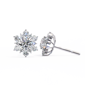 Snowflake Diamond Stud <b>Earrings</b> 0.72ctw Starburst <b>Halo</b> VVS Lab Grown CVD Diamond 14K Solid White Gold Posts for Women - Product Image 5