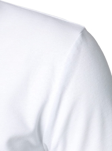 Men's <b>White</b> Yellow Color Block Jersey Fabric Casual <b>Polo</b> Shirt Short Sleeve Turn-down Collar Slim Fit Cotton Summer Top - Product Image 4