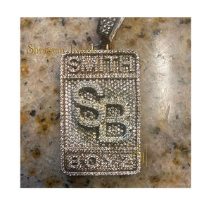 Men's Custom SHRAMAN DIAMOND 925 <b>Silver</b> Fine Jewelry <b>Necklaces</b> Gold Plated Initial Name Letter Brilliant Cut Hip Pendant Charm - Product Image 1