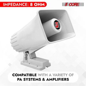 Altavoz de bocina PA para interiores/exteriores, altavoces PA portátiles de 6x4 pulgadas, 8 ohmios, 50 vatios, Máximo, blanco, HW, 405 WH, montaje ajustable - Product Image 3