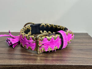 Nouveaux cheveux véritables occidentaux personnalisés sur colliers de chien en cuir de vachette métallique - Product Image 3