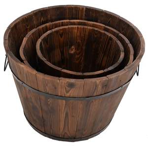 Ensemble de 3 pots de fleurs en bois de sapin massif, finition bois brûlé - Product Image 3