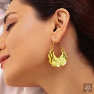 Pendientes colgantes finos dorados en forma de U antideslustre chapados en oro PRAO - Product Image 4