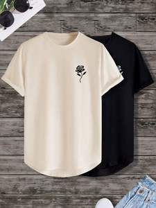 Unisex 100% High Quality Custom Brand Knitted Cotton/<b>Polyester</b> <b>T</b>-<b>Shirts</b> Custom Logo Breathable Short Sleeve High Street Style - Product Image 1