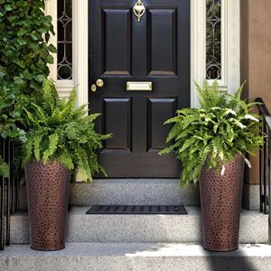 Grand pot rond en cuivre avec support pour plantes, pour intérieur et extérieur, avec insert de drainage, grand pot décoratif pour le sol, écologique et durable - Product Image 2