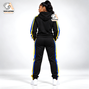 Ropa Griega, Conjunto Deportivo de Invierno Ecológico de Felpa 100% Algodón Amarillo de Talla Grande para la Hermandad Sigma Gamma Rho - Product Image 2