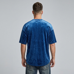 T-shirt en velours personnalisé pour homme, 100 % coton premium, coupe ample et oversize, épaules tombantes, style streetwear, OEM ODM - Product Image 3