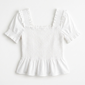 Blusa Casual de Verano para Mujer, Mini Top Floral de Algodón con Hombros Fruncidos, Elástica, OEM ODM, Venta al por Mayor de Fábrica, Logotipo Personalizado |   MOQ bajo - Product Image 4