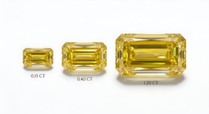 Diamants synthétiques de laboratoire RCK Global, jaune canari, taille baguette, clarté VVS-SI, CVD, pierres lâches 0,05-0,20 ct, sertissage en canal - Product Image 3