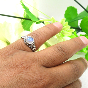 Natural Rainbow Moonstone Gemstone Ring <b>Crafted</b> From 925 Sterling Silver Gemstone Bohemian Style Women Ring Jewelry Gift For Her - Product Image 5