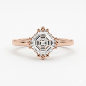 แหวนหมั้นเพชรเม็ดเดี่ยวทรง Asscher Step Cut ทองคำขาว 10K รับรองโดย IGI แหวนแต่งงานเพชร 3 กะรัต สี E ความสะอาด VS เพชร CVD ที่เพาะเลี้ยงในห้องปฏิบัติการ - Product Image 1