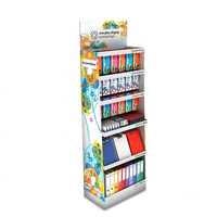 Support d'affichage au sol en carton personnalisé avec logo, 5 niveaux, pour papeterie, en carton ondulé, présentoir de vente au détail, fournitures de bureau, étagère d'affichage POP