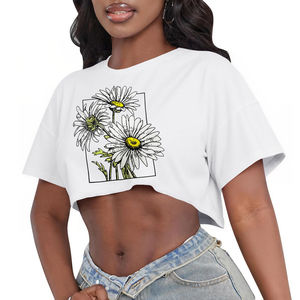 T-shirt court élégant et tendance pour femme, en tissu doux, à manches courtes, en tissu côtelé, coupe ajustée, haut tendance pour les tenues de club et de soirée - Product Image 4