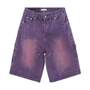 <b>Men's</b> High Waist Cargo Denim <b>Shorts</b> Stonewashed Loose Fit Solid Color Cotton Woven Summer Casual With Pockets - Product Image 1