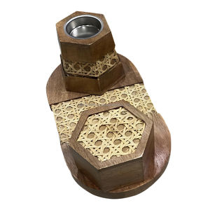 Ensemble de brûleur d'encens Bakhoor en résine faite à la main jaune et blanc boîte Bakhoor et brûleur avec plateau ensemble Mubkhara - Product Image 2