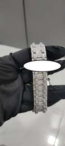 Montre mécanique de luxe sport entièrement sertie de diamants Moissanite VVS1, cadran chronographe pour mouvement, bracelet en acier inoxydable 20 mm - Product Image 3