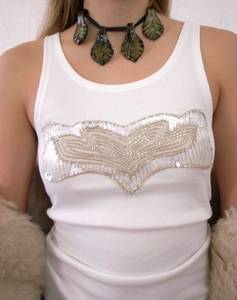 Handcrafted Sequin Whale Tail Ribbed Vest Top <b>Womens</b> Casual Scoop Neck Sleeveless <b>Undershirt</b> Bulk Export Factory Supplier - Product Image 1