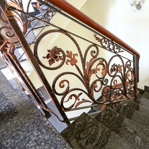 Rampe d'escalier en fer forgé KHP, magnifique et robuste, facile à installer, pour villas modernes en duplex, fabriquée au Vietnam. - Product Image 3