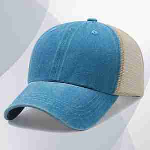 Gorra de béisbol trucker vintage de algodón lavado con malla, logo bordado, efecto desgastado, visera curva, suave, para hombre, al por mayor, con protección solar - Product Image 5