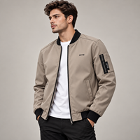 Blouson bomber coupe-vent pour homme, col rond, fermeture éclair, coupe classique, décontracté, automne