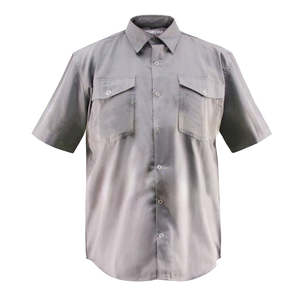 Camisa de trabajo de seguridad gris claro de primera calidad Media manga 65% C35 % Botones a presión de anillo de Oz 2X-Large - Product Image 1