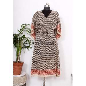 Elegante Kaftán Midi de Algodón 100% para Mujer, Ropa de Dormir con Diseños Coloridos, Kaftán Largo para el Verano - Product Image 4